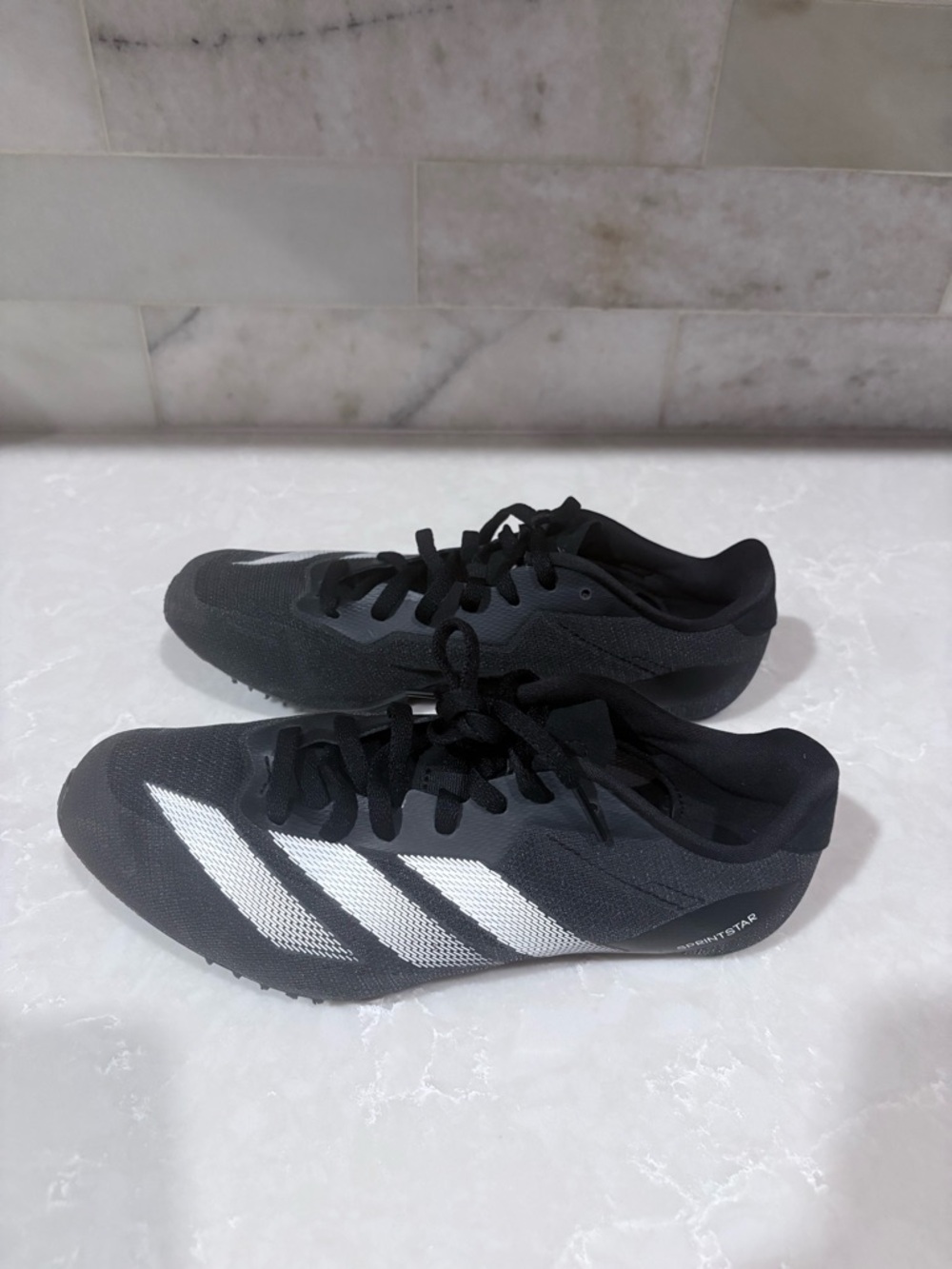 adidas Black and White Sprint Spikes